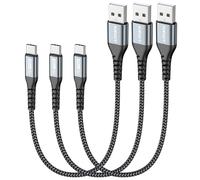 SUNGUY Short USB C Cable 0.5M/1.5FT [3-Pack] Type C Charger Cable 3A Fast Charging Nylon Braided USB C for Galaxy S20, Note 10 Google Pixel 7 pro, HUAWEI P30