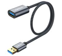 SUNGUY USB 3.0 Extension Cable USB 3.0 Male to Female Extender Lead 5Gbps Compatible with External Hard Drive, Printer, Scanner, Oculus Rift, Card Reader, Fan Cooler-Grey, 0.5m, 1 pack