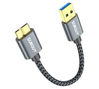 SUNGUY USB 3.0 Micro B Cable 0.5FT, Short 5Gbps USB A to Micro B Male Hard Drive Cable for WD Elements, Seagate, My Passport Ultra, SSD, Galaxy S5/Note 3-Grey