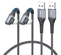 SUNGUY USB-A to Light-ning Cable Right Angle,[2FT 2Pack] Short USB to Light-ning Charger Cord 90 Degree Nylon Braided Compatible with i-Phone 14/13/12/11 Series X SE i-Pad9/mini -Grey