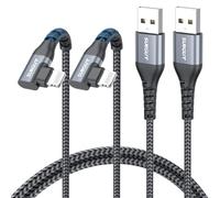 SUNGUY USB-A to Light-ning Cable Right Angle,[3.3FT 2Pack] USB to Light-ning Charger Cord 90 Degree Nylon Braided Compatible with i-Phone 14/13/12/11 Series X SE i-Pad9/mini -Grey