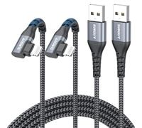 SUNGUY USB-A to Light-ning Cable Right Angle,[6.6FT 2Pack] USB to Light-ning Charger Cord 90 Degree Nylon Braided Compatible with i-Phone 14/13/12/11 Series X SE i-Pad9/mini -Grey