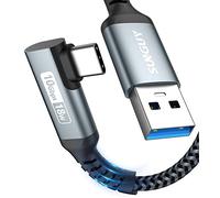 SUNGUY USB C 3.1 Gen 2 Cable 3FT, Right Angle Android Auto USB C, 3A Fast Charge & 10Gbps Data Sync Type C Cord Compatible with Samsung T7, Galaxy S21 S20, Pixel 6 5, SSD, Oculus Quest