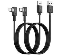 SUNGUY USB C Cable Right Angle 1M, 2-Pack 90 Degree 3A USB 2.0 Fast Charging & Data Sync Cable Compatible with Samsung Galaxy S21 S20 S10 Plus, Note 20 10, Moto G7 G8, LG V50 V40 G8 G7