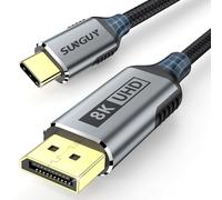 SUNGUY USB-C to DisplayPort Cable 2m, 8K@60Hz 4K@240Hz, USB C to DP 32.4Gbps Unidirectional Thunderbolt 4/3 Cord for iPhone 16/15 Pro Max, MacBook Pro/Air, iPad, Mac Mini