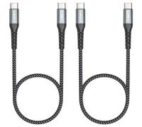 SUNGUY USB C to USB C Cable, 【1.5FT x2】 PD 60W Type C to Type C Fast Charging Cable for iPhone 15, iPad Pro 2020, MacBook Pro 2020,iPad Air 4, Samsung S20 S10 S9, Xiaomi, Pixel, Switch etc