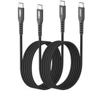 SUNGUY USB C to USB C Cable, 【6.6FT, 2 Pack】 PD 60W Type C to Type C Fast Charging Cable for iPhone 16/15 Pro Max Plus, iPad Pro/Air, MacBook, Galaxy S25/S24, HUAWEI, Google Pixel-Black