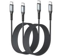 SUNGUY USB C to USB C Cable, 【6.6FT, 2 Pack】 PD 60W Type C to Type C Fast Charging Cable for iPhone 16/15 Pro Max Plus, iPad Pro/Air, MacBook, Galaxy S25/S24, HUAWEI, Google Pixel-Grey