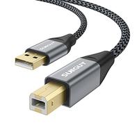SUNGUY USB Printer Cable 10FT, USB A to B Printer Cable Nylon USB 2.0 Type B Code Compatible with Lexmark, Dell, HP, Canon, Epson, Xerox, Brother and More - Grey, 10ft