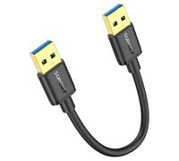 SUNGUY USB to USB Cable 0.15m Short, USB 3.0 Type A Male to Type A Male Cable Data Transfer up to 5Gbps Compatible with Printers, Modems, Hard Drives, Monitor, Camera, Wacom, DVD, Hub