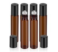 sungwoo 6 Pack Essential Oil Roller Bottles, 10ml Amber Glass Roller Bottles with Stainless Steel Roller Balls and Caps for Travel, Perfume and Lip Gloss