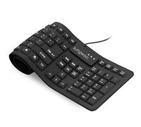Sungwoo Foldable Silicone Keyboard USB Wired Standard Waterproof Rollup Keyboard for PC Notebook Laptop, Full Size (Black)