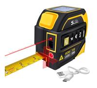 SUNHAIXIA 4 in 1 Laser Tape Measure | 328ft/100m Laser Distance Meter Display On Backlit LCD Screen with 16ft/5m AutoLock Measuring Tape | Ft/Inch/Fractions/M/mm (Type-C Yellow)