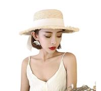 Sunhat Women - 55-58cm Lightweight Foldable Panama, Ribbon Bow Straw Design, Wide Brim Beach Travel Vacation Cruise Summer Cycling Fishing Hiking Outing | Adjustable Size Breathable Comfort