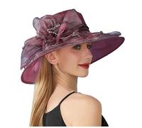 Sunhats for Women UK,1940s 1950s Wedding Guests Hats Elegant Wide Brimmed Flowers Bridesmaids Hat 80s Neon Carnival Halloween Party Sun Visor Ladies Holiday Church Beach Fascinators (One Size)
