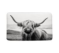 Sunhe Print Microfiber Memory Foam,Highland Cow Bull Portrait Longhorn Gray Farm Animal Western Rustic Vintage Farmhouse Soft Home Office Door Bathroom Mat/Bath Rugs - Non Slip,19.7"X31.5"
