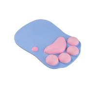 SUNHOHI Ergonomic Wrist Rest Pad - Extra Large 27x20cm Memory Foam Support with Abstract Pattern (10 Colors) | Non-Slip Desk Mat for Gaming & Office (Pink feet on Blue Background)