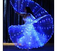 Sunhotty LED Wings LED Lights Belly Dance Wings with Telescopic Sticks Glowing Colorful Butterfly Wings LED Isis Wings for Carnival Stage Halloween Christmas(Adult, Blue)
