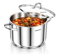 SUNHOUSE 15.5 -Quart Stainless Steel Stockpot - Heavy-Duty Induction Pot with Lid and Riveted Handles - Ideal for Soup, Seafood, Stock, Canning, and Catering for Large Groups and Events
