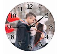 SunHurry - Personalized Photo Wall Clock, Silent Round Clock Design, Wooden Keepsake Gift for Home and Loved Ones