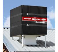 SUNICO Down Draft Swamp Cooler Cover, Waterproof and Windproof Rooftop Evaporative Cooler Cover with 2 Metal Buckles Adjustable Straps 36"W x 36"D x 36"H - Black