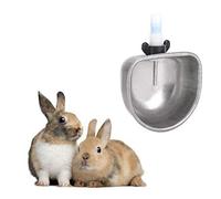 Sunicon 10Pcs Rabbit Water Dispenser, tainless Steel Pet Food Water Bowl with Clamp Removable Hanging Cages Watering System Breeding Equipment for Rabbit Marten Fox (Three separate bodies)