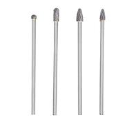 Sunicon 4Pcs Extended Carbide Rotating Burr Set, 1/4in Shank Tungsten Steel HRC70 Grinding Head Porting Tools for Cutting Carving