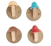 Sunicon 4X Natural Wood Hooks, Mushroom Shaped Coat Hooks, Rustic Style Wall Mounted Towel Racks, Natural Wood Wall Hooks for Hanging Coats and Keys