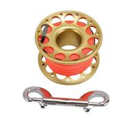 Sunicon 98.43 ft Diving Reel, Aircraft Aluminum, Double Hook, Anti Twist Nylon line, Large Center Opening and Wreck Hook (Gold)