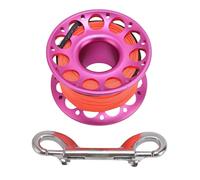 Sunicon 98.43 ft Diving Reel, Aircraft Aluminum, Double Hook, Anti Twist Nylon line, Large Center Opening and Wreck Hook (Rose Red)