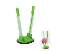 Sunicon Adjustable Hands Baggy Rack Clip Kitchen Food Storage Bag Opener Holder Anti Slip,Plastic Bag Bracket, No-Hands Food Storage Bag Holders,for Food Prep Bag (Green)