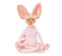 Sunicon Cat Meditate Statue,Sphynx Cat Meditate Statue Vivid Details Cat Meditate Collectible Figurine for Homes Office Yoga Room Ornaments Gifts (Pink)