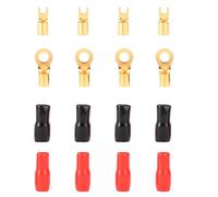 Sunicon Connectors,4 Gauge Strip Spade Terminal Spade Fork Adapters Connectors Plugs Black Red Copper Crimp ConnectorsConnectors for Electronic Device Sound System