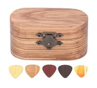 Sunicon Guitar Pick and Box Set, 5PCS Copper Alloy Premium Guitar Pick and 1PCS Zebra Wood Storage Case for Acoustic Electric Guitar Ukulele Bass