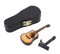 Sunicon Miniature Guitar, Mini Wooden Guitar Model Display Mini Ornaments Craft Home Decor Dollhouse Accessories (10CM)