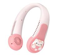 Sunicon Neck Fan Cartoon Cooling Fan Portable USB Rechargeable Quiet Operation Anti Twist AC Fan with Built in Battery Kids Adults Outdoor Sports (Cat)