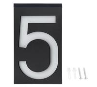 Sunicon Outdoor Solar Power LED Number Sign Light, House Hotel Store Door Address Lights Plate (Number 5)