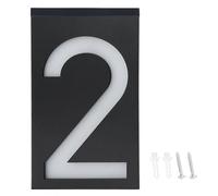 Sunicon Outdoor Solar Power LED Number Sign Light, House Hotel Store Door Address Lights Plate (Number 2)