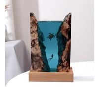 Sunicon Resin Lamp,Large Epoxy Resin Wood Light Lamp Handmade Ocean Diver Whale Night Light for DIY Table Crafts Party Wedding Desktop Decor