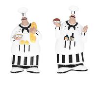 Sunicon Set of 2 Italian Chef Figurines, Three Dimensional Wall Hanging Ornament Kitchen Decor Adorable Cooking Fat Chef Wall Art