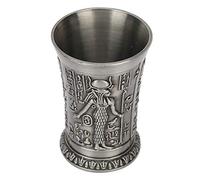 Sunicon Whiskey Shot, Metal Vintage Egyptian Shot Glass, Creative Pattern Personalized Sip Glass (Ancient Silver)