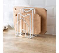 SUNIFCON Cutting Board Rack Chopping Board Organizer Stand Holder Kitchen Countertop Pots Pan Lids Rack Organizer Flat Steel 4.92’’Lx5.71‘’Wx8.46H White