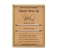 Sunique Fuck Off Morse Code Bracelet Pinky Pomise Distance Matching Bracelets Handmade Bead Adjustable String Friendship Bracelet for Women 2 Pieces