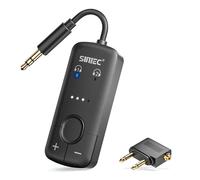 SUNITEC Airplane Bluetooth 5.3 Adapter Airfly Bluetooth Transmitter Supports 2 AirPods or Headphones with AptX Low Latency, 3.5mm AUX Wireless Audio Transmitter for Travel,TV,Gym,Tablets (Black)