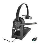 SUNITEC Wireless Bluetooth Headset with Microphone, Charge Dock, Noise Canceling, USB Dongle, APTX, Mute Function for Cell Phones Computer Tablet Office Conference Calls