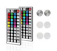 Sunity 44 Key IR LED Lights Remote Controller Replacement 2 Pack Wireless RGB Control Replacement Accessories with Hook & Loop Tape for SMD 5050 3528 2835 RGB LED Strip Lights