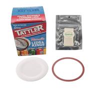 SUNIVALE Reusable Canning Lids Bundle Includes 12 Regular Mouth Tattler Lids and Rings and 12 Dissolvable Jar Labels For Use With Hot Water Bath, Vacuum Sealer and Pressure Canning Methods Made in USA