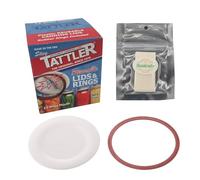 SUNIVALE Reusable Canning Lids Bundle Includes 12 Wide Mouth Tattler Lids and Rings and 12 Dissolvable Jar Labels For Use With Hot Water Bath, Vacuum Sealer and Pressure Canning Methods Made in USA