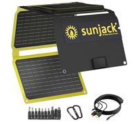 SunJack Portable Foldable 40W Solar Panel Charger with Mounts, IP67 Waterproof ETFE and DC/USB-A QC3.0/USB-C PD30 for Mobile Phone, Laptop, Electric Station, Backpacking, Camping,