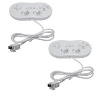 SUNJCO 2x White Wired Classic Controller Fit for Nintendo Wii/Wii U Remote, Equipped with 8 Responsive Buttons, 1 Sensitive Directional Pad and 2 Quick-acting Analog Joysticks